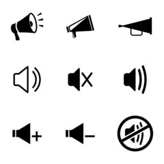 Wall Mural - vector black speaker icons set