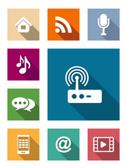 Aufkleber - Set of flat media and communication icons