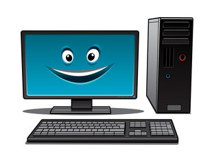 Poster - Happy cartoon desktop computer
