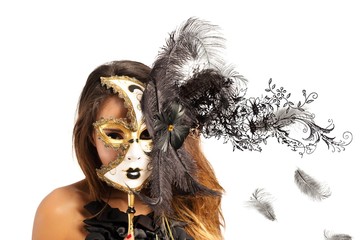 Beautiful woman in carnival mask