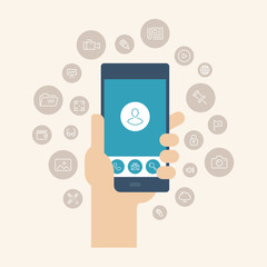 Poster - mobile apps flat illustration