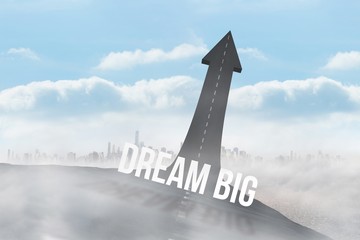 Aufkleber - Dream big against road turning into arrow