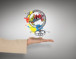 Aufkleber - Composite image of female hand presenting global travel graphic