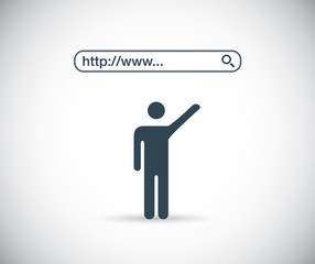 Poster - Searching from internet with search engine simple flat concept