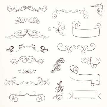 Vector Illustration of Ornate Frames and Scroll Elements