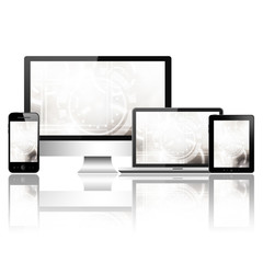 Canvas Print - Mobile phone, tablet pc, laptop and computer