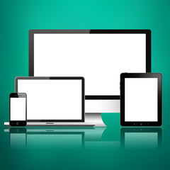 Canvas Print - Mobile phone, tablet pc, laptop and computer