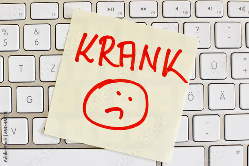 Stampa su Tela Notiz auf Computer Tastatur: Krank