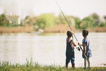 Two Little Girls Fishing
