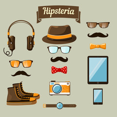 Wall Mural - Hipster devices icons set