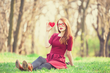 Sticker - Redhead women  in a park