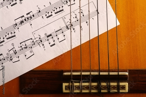 Obraz na PCV Classical guitar and notes