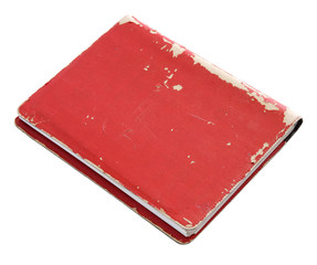 Old red cover book isolated over white with clipping path