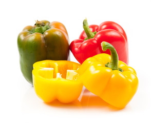 Poster - Three bell peppers isolated on white background