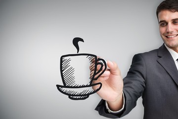 Poster - Composite image of businessman drawing coffee cup