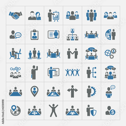 Fotografie, Obraz Human resources and management icons set