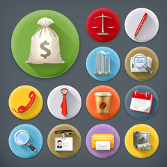 Wall Mural - Business and office, long shadow icon set