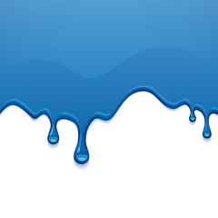 Wall Mural - Blue drips on white back. Paint drops.