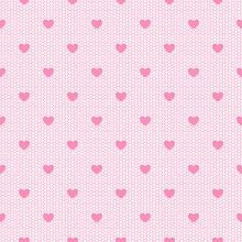 Seamless Pink Lace Pattern With Hearts.