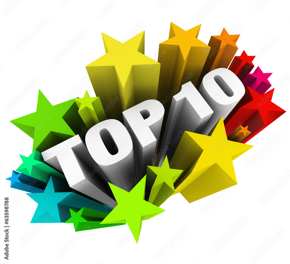 Top 10 Ten Stars Celebrate Best Review Rating Award Stock Illustration ...