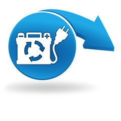 Fototapete - batterie rechargeable sur bouton bleu