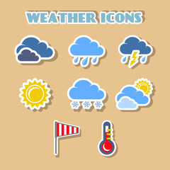 Wall Mural - weather icons set, color stickers