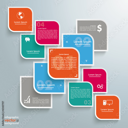 Fotografie, Obraz Round Colored Quadrates Template Big Infographic