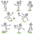 Stickman playing soccer, football, different poses