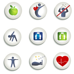 Wall Mural - Normal weight, healthy eating and other icons