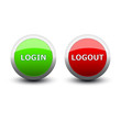 buttons login and logout