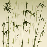 Fototapeta Bambus - bamboo forest, vectorized oriental style brush painting