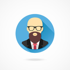 Poster - Vector Bald Man with Beard and Glasses Icon