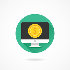Poster - Vector Computer Display and Gold Coin Dollar Icon