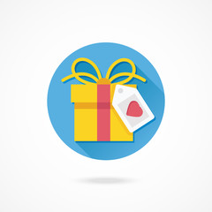 Poster - Vector Gift Box and Label with Heart Shape Icon