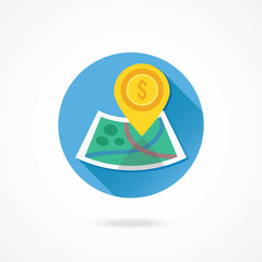 Poster - Vector Gold Map Label and Map Icon