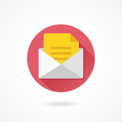 Aufkleber - Vector Opened Envelope with Sheet of Paper Inside Icon