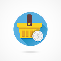 Poster - vector shopping basket and silver coin icon