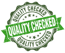 Quality Checked Green Grunge Retro Vintage Isolated Seal