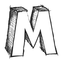 Sketchy Hand Drawn Letter M Isolated On White
