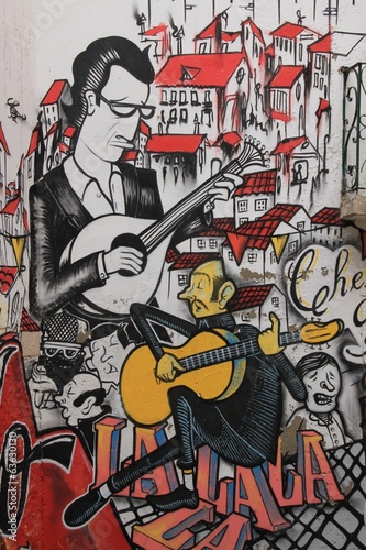 Naklejka na szafę Anonymous graffiti shows singer traditional portuguese fado.