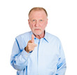 Portrait serious, upset older man pointing fingers at someone