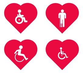 Sticker - Personnes handicapées dans 4 cœurs