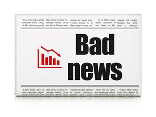 Canvas Print - News concept: newspaper with Bad News and Decline Graph