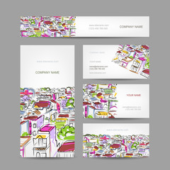 Poster - Business cards design with citycsape sketch