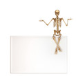 human skeleton with sign