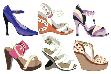 Wall Mural - collection of fashionable women's shoes (vector illustration)