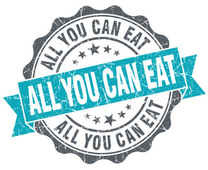 Canvas Print - All you can eat blue grunge retro style isolated seal