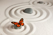 Leinwandbild Motiv Zen rocks with butterfly