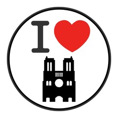 Sticker - J'aime la Cathédrale Notre-Dame