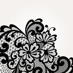 Wall Mural - Black vector lace corner